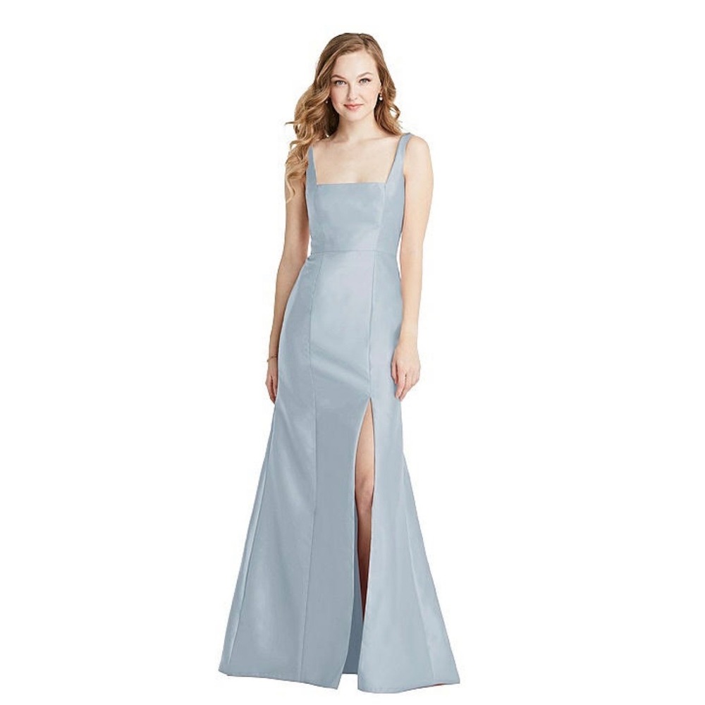 Bella Bridesmaids by Dessy BB135 Mist Blue Satin Twill Gown Size 4R